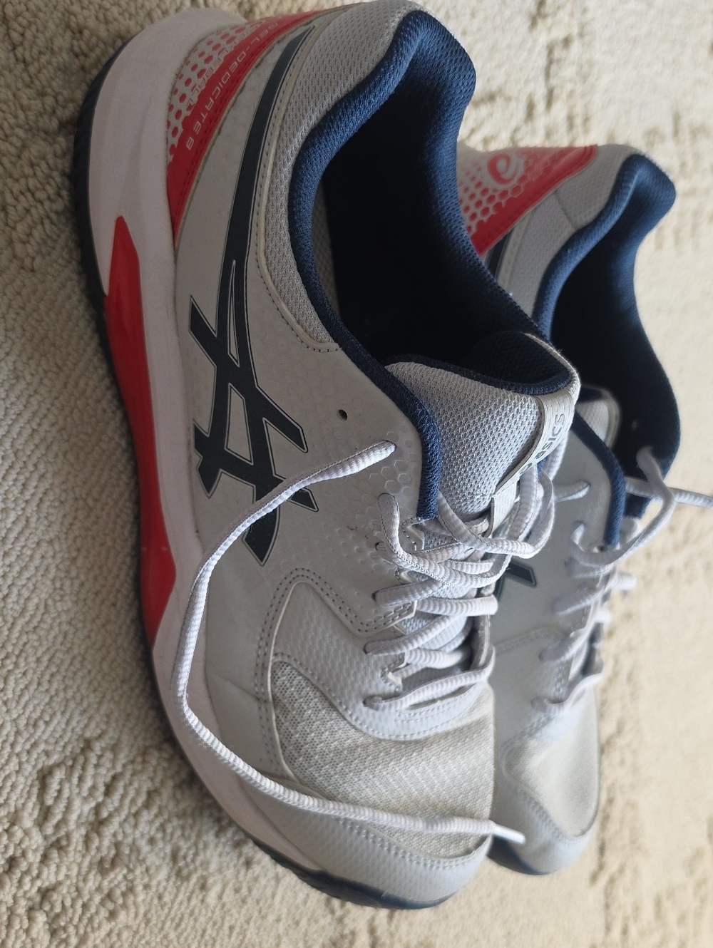 Asics White Navy & Red Athletic Running Shoes
